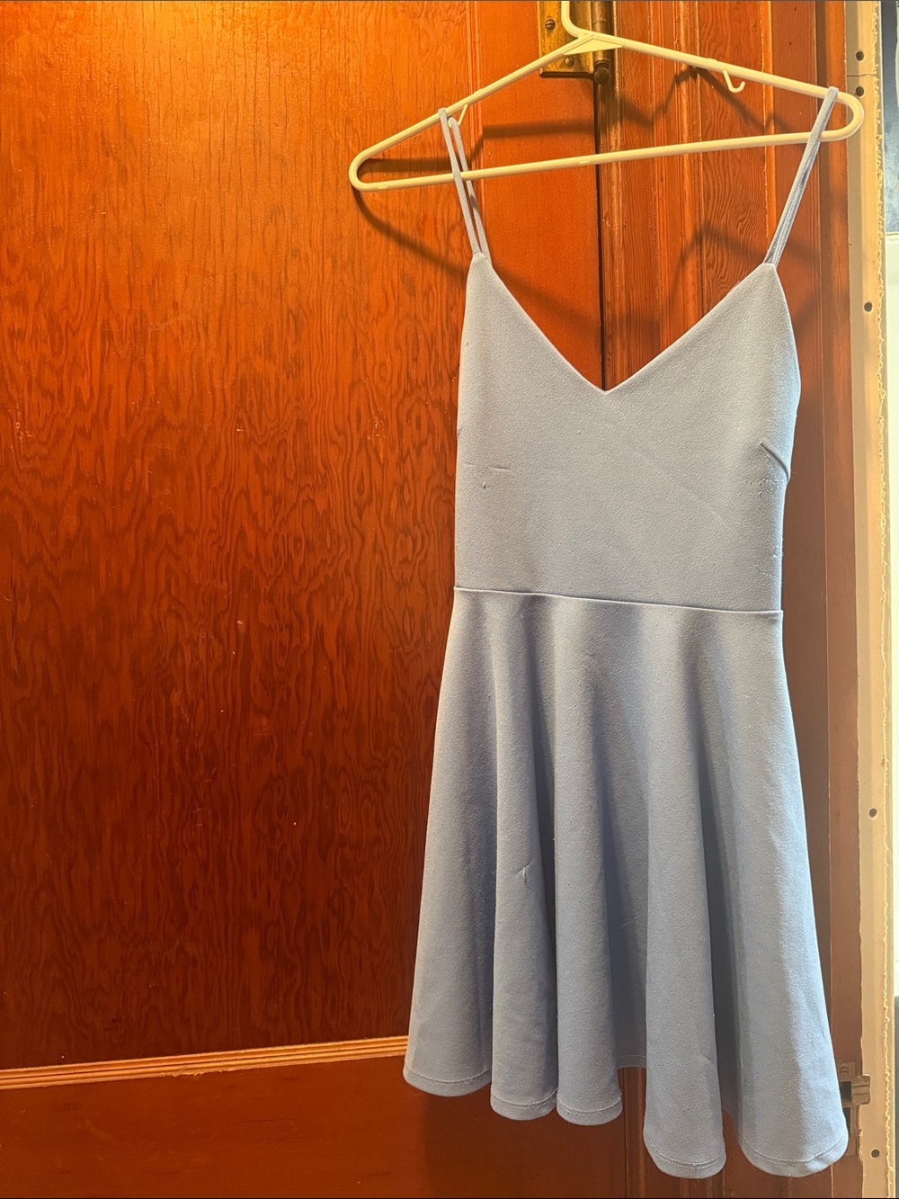 Mind Code Light Blue Spaghetti Strap Skater Dress